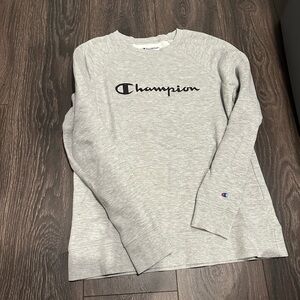 Gray and black champion crewneck sweatshirt
